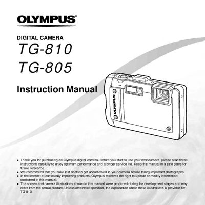 Olympus TG-810/TG-805 Digital Camera Instruction Manual - cover page