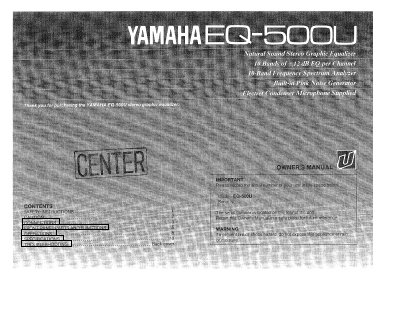 Yamaha EQ-500U Stereo Graphic Equalizer User Manual - cover page