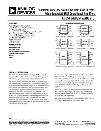Analog Devices AD8510/AD8512/AD8513 Handbook - cover page