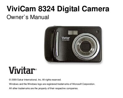Vivitar ViviCam 8324 Digital Camera Owner's Manual - cover page