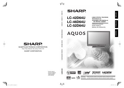 Sharp LC-42D64U/LC-46D64U/LC-52D64U Operation Manual - cover page