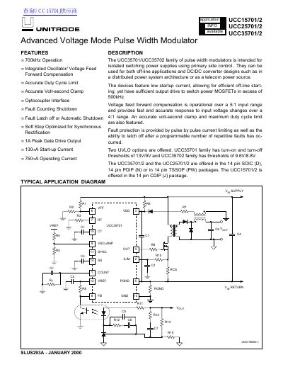 UNITRODE UCC15701/2 UCC25701/2 UCC35701/2 handbook - cover page