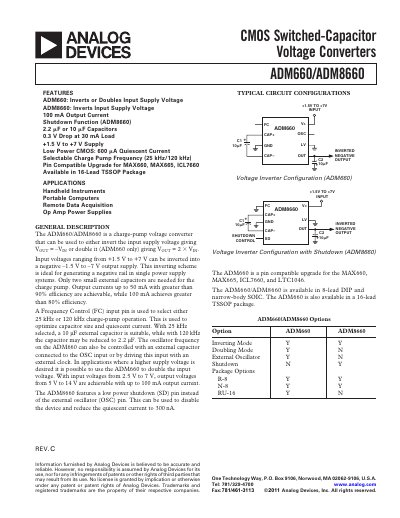 Analog Devices ADM660/ADM8660 Datasheet - cover page