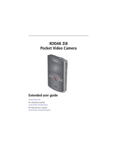 Kodak Zi8 Pocket Video Camera Extended User Guide - cover page