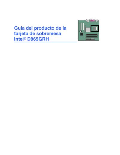 Intel D865GRH Motherboard Product Guide - cover page