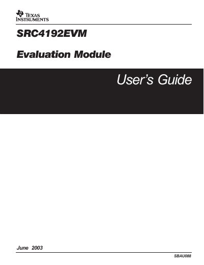 Texas Instruments SRC4192EVM User's Guide - cover page