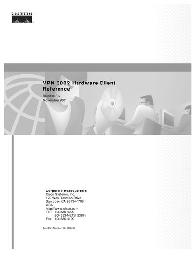 Cisco VPN 3002 Hardware Client Reference Manual - cover page