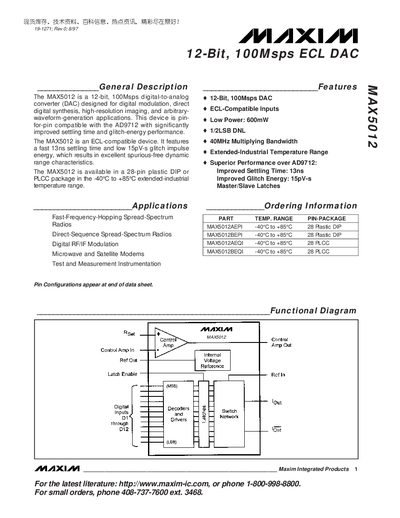 Maxim MAX5012 Datasheet - cover page