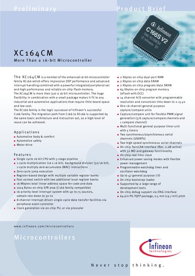 Infineon XC164CM Handbook - cover page