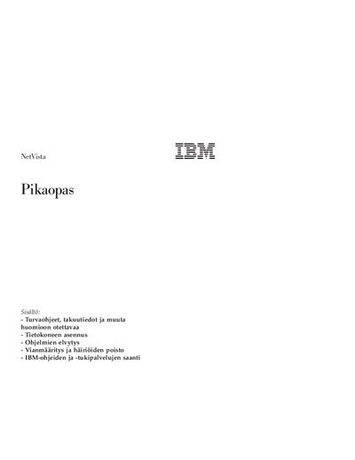 IBM NetVista Quick Start Guide - cover page