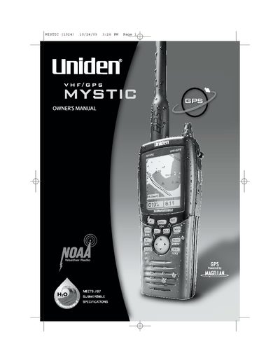 Uniden MISTIC (1024) VHF/GPS Marine Radio Owner's Manual - cover page