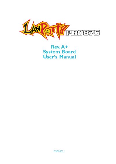 PRO875 Motherboard User Manual - cover page