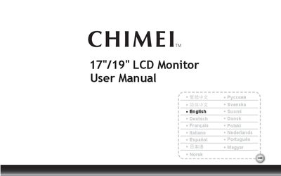 Chimei 17"/19" LCD Monitor User Manual - cover page