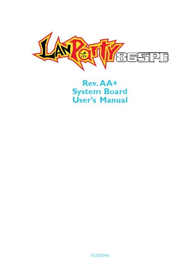 865PE Motherboard User Manual - cover page