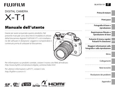 FUJIFILM X-T1 Digital Camera User Manual - cover page