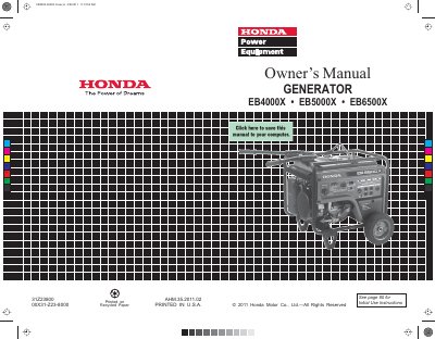 HONDA EB2500X user manual - cover page