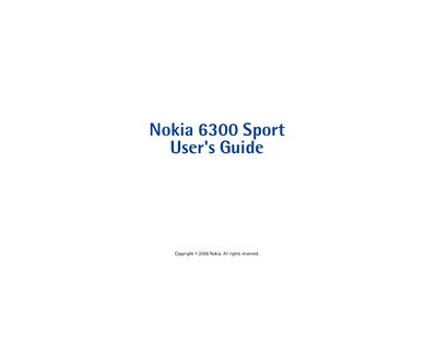Nokia 6300 Sport User's Guide - cover page