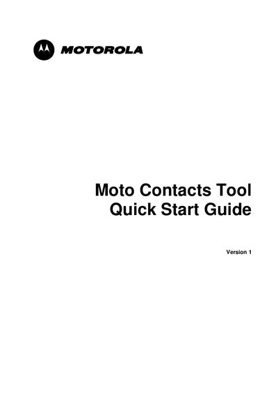 Motorola Moto Contacts Tool Quick Start Guide