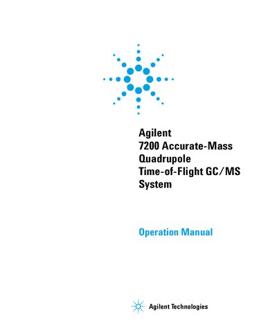 Agilent 7200 Q-TOF GC/MS Operation Manual