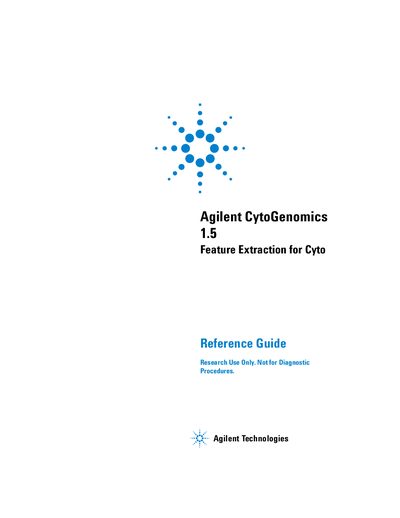 Agilent CytoGenomics 1.5 Feature Extraction for Cyto Reference Guide - cover page
