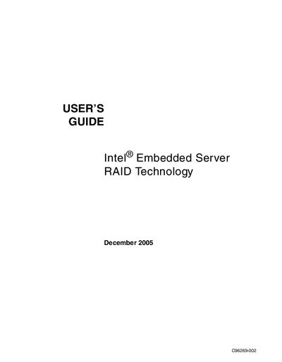 Intel Embedded Server RAID Technology User Guide - cover page