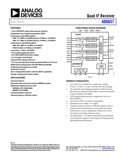 Analog Devices AD6657 Datasheet - cover page