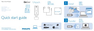 Philips SA3MXX02/SA3MXX04/SA3MXX08 MP3 Player Quick Start Guide - cover page