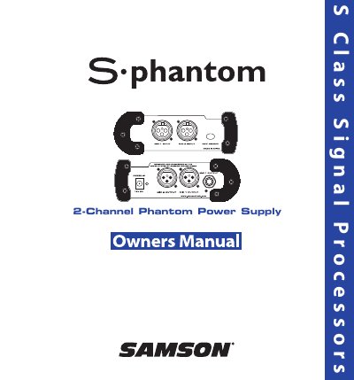 Samson S:phantom 2-Channel Phantom Power Supply User Manual - cover page