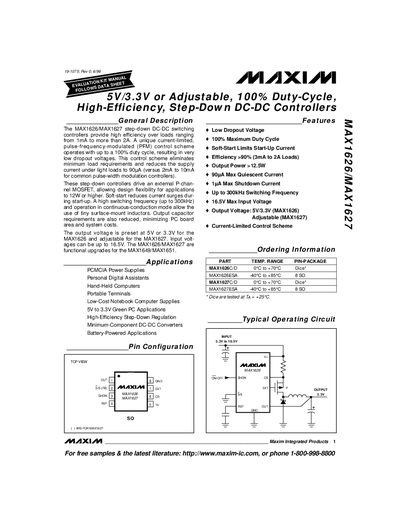 Maxim MAX1626/MAX1627 Datasheet - cover page