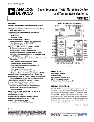 Analog Devices ADM1062 Datasheet