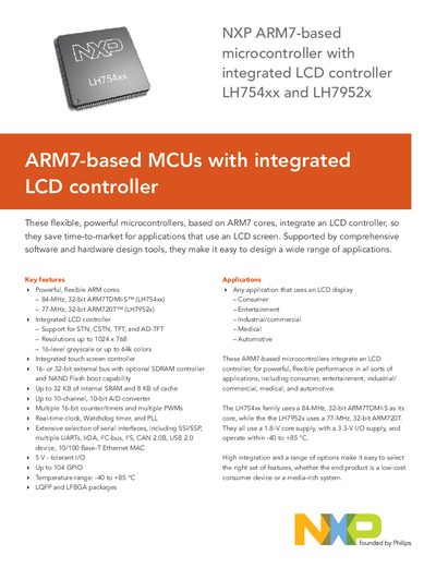 NXP ARM7-based microcontroller with integrated LCD controller LH754xx LH7952x Manual - cover page