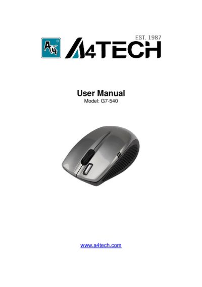 A4Tech G7-540 Wireless Mouse User Manual - cover page