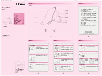 Haier ZW1200-201 Vacuum Cleaner User Manual - cover page