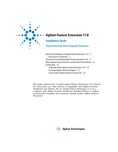Agilent Feature Extraction 11.0 Installation Guide - cover page