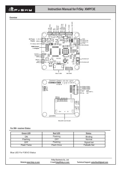 FrSky XMPF3E Flight Controller and Receiver Instruction Manual - cover page