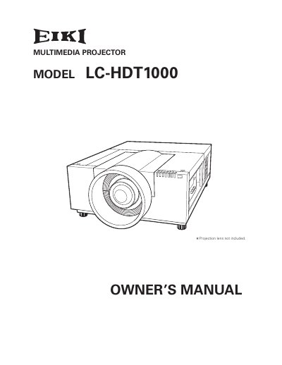 EIKI LC-HDT1000 Multimedia Projector Owner's Manual