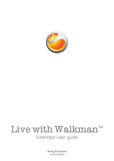 Sony Ericsson Live with Walkman User Manual - cover page