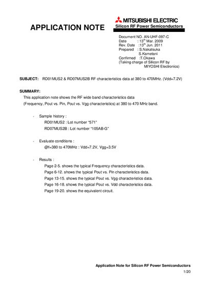 MITSUBISHI ELECTRIC AN-UHF-097-C Manual