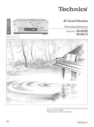 Panasonic SA-DA20/SA-DA15 Audio Control Receiver Operating Instructions - cover page