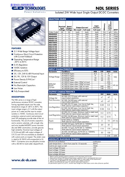 C&D Technologies NDL Series Product Leaflet - cover page