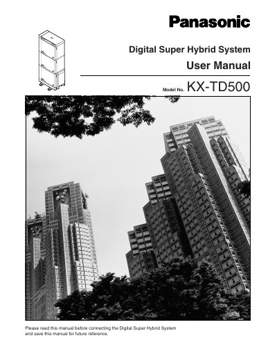 Panasonic KX-TD500 Digital Super Hybrid System User Manual - cover page