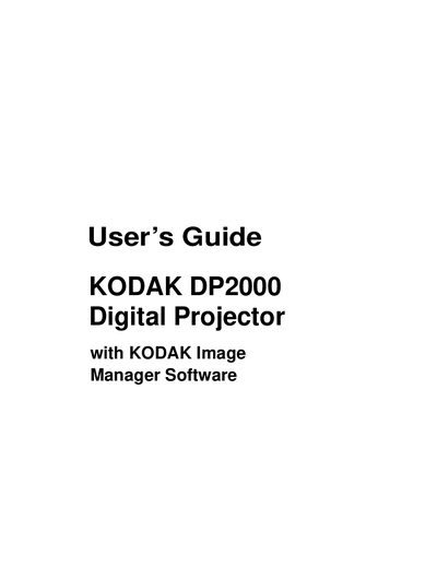 Kodak DP2000 Digital Projector User Guide