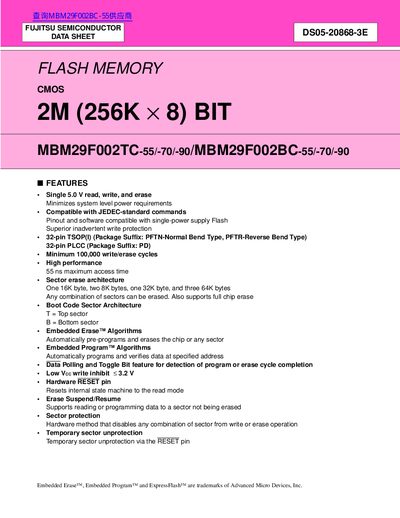 FUJITSU SEMICONDUCTOR DS05-20868-3E DATA SHEET - cover page