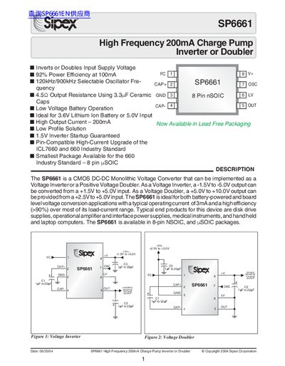 Sipex SP6661 Datasheet - cover page