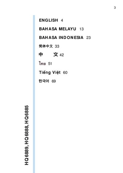 Philips HQ6889, HQ6888, HQ6885 Shaver User Guide - cover page