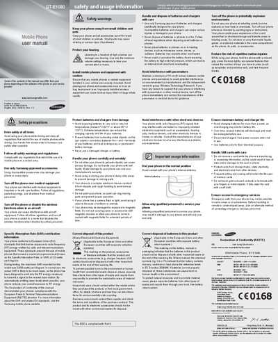 Samsung GT-E1080 Mobile Phone User Manual