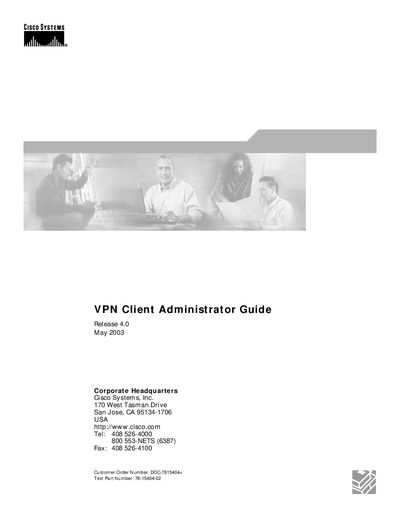 Cisco VPN Client Release 4.0 Administrator Guide - cover page