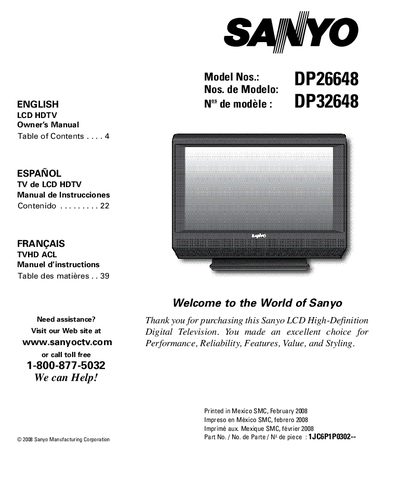 Sanyo DP26648/DP32648 Owner's Manual