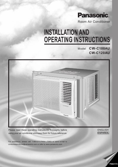 Panasonic CW-C100AU/CW-C120AU Room Air Conditioner Installation and Operating Instructions - cover page