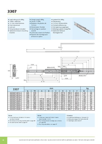 Accuride 3307 Drawer Slide Product Leaflet - cover page